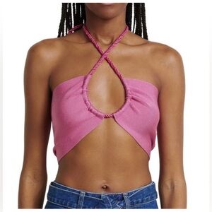 Farm rio Pink Halter Keyhole Crop Top xs
